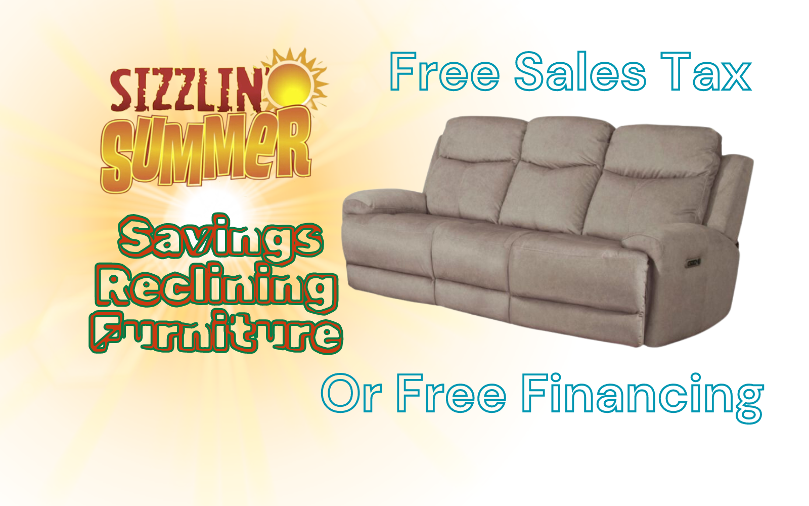 free sales tax or financing on reclining furniture